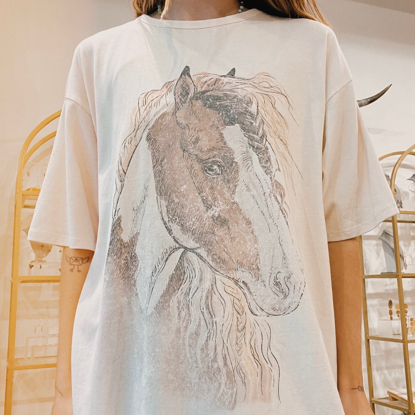 Horse Slouchy T-Shirt Dress