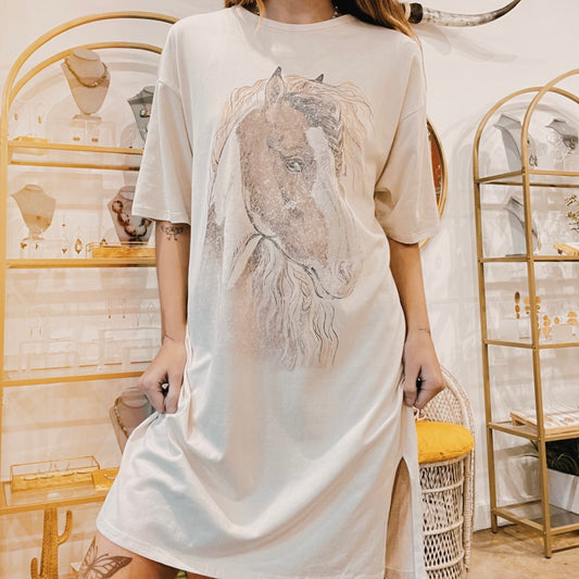 Horse Slouchy T-Shirt Dress